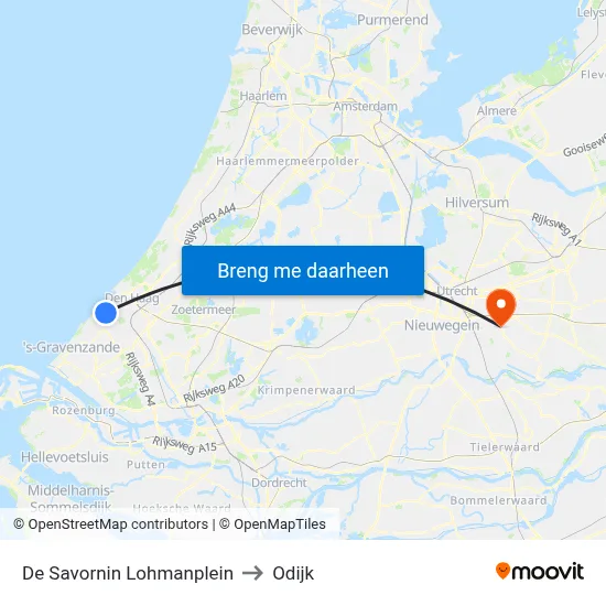 De Savornin Lohmanplein to Odijk map