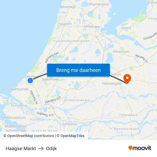 Haagse Markt to Odijk map