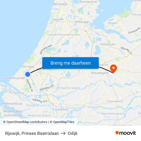 Rijswijk, Prinses Beatrixlaan to Odijk map