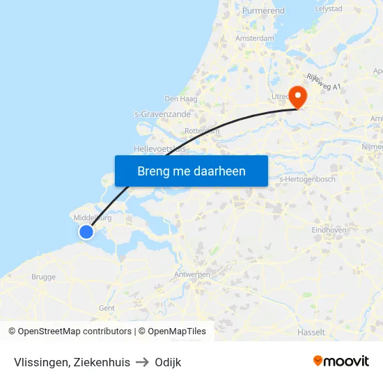 Vlissingen, Ziekenhuis to Odijk map