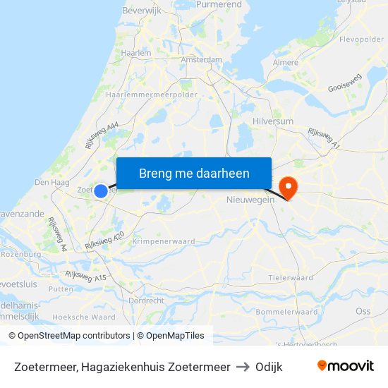 Zoetermeer, Hagaziekenhuis Zoetermeer to Odijk map