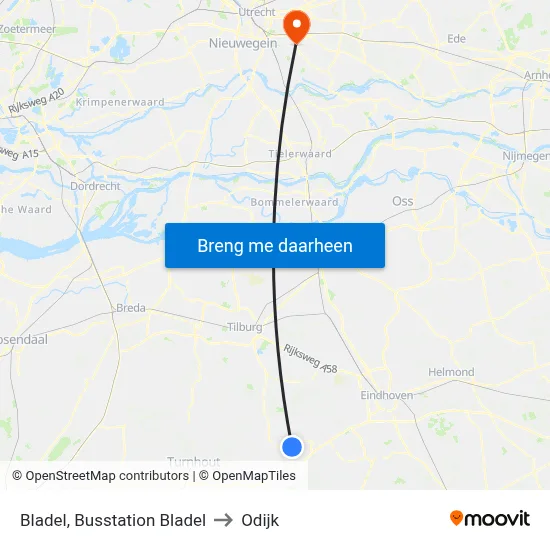 Bladel, Busstation Bladel to Odijk map
