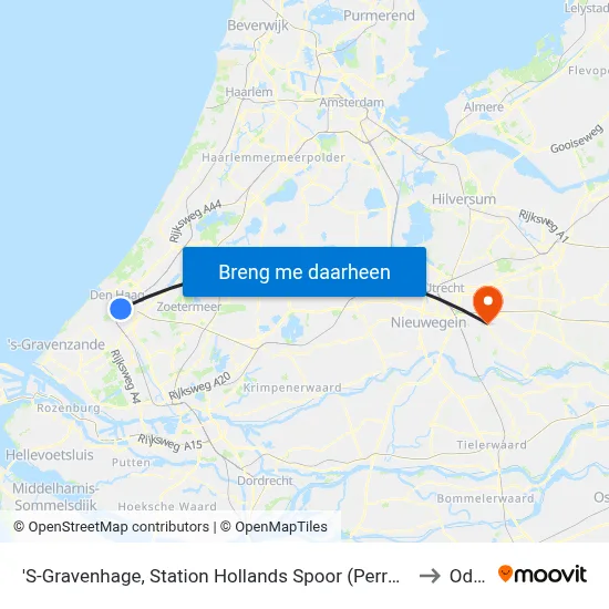 'S-Gravenhage, Station Hollands Spoor (Perron B) to Odijk map