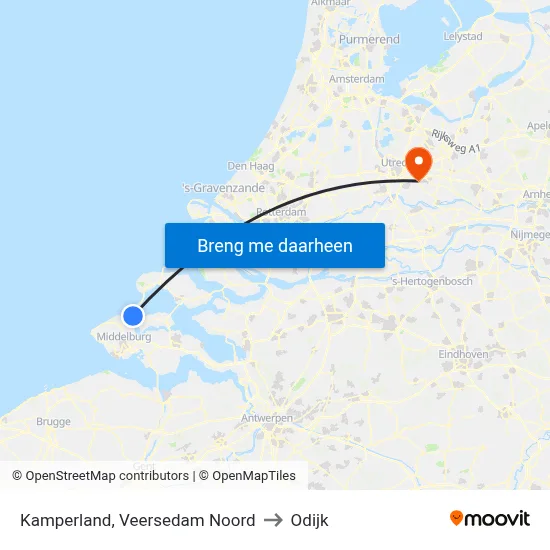 Kamperland, Veersedam Noord to Odijk map