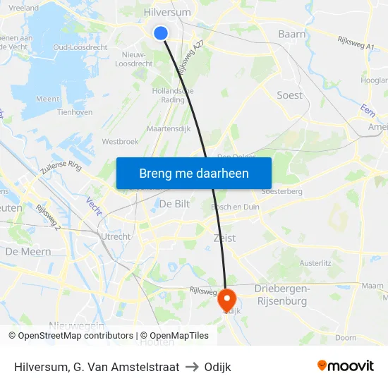 Hilversum, G. Van Amstelstraat to Odijk map