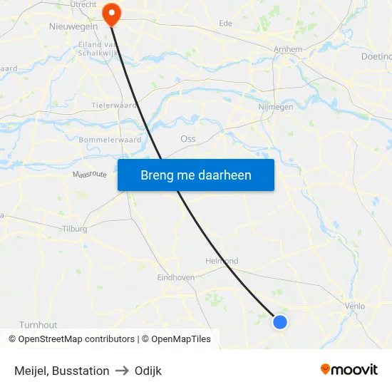 Meijel, Busstation to Odijk map