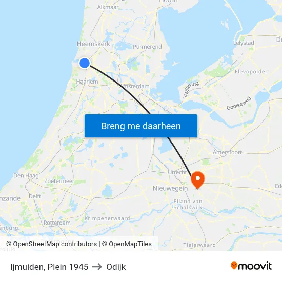 Ijmuiden, Plein 1945 to Odijk map