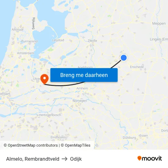 Almelo, Rembrandtveld to Odijk map