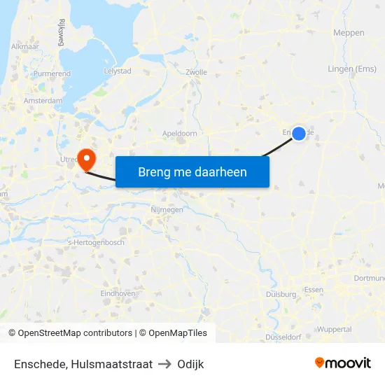 Enschede, Hulsmaatstraat to Odijk map