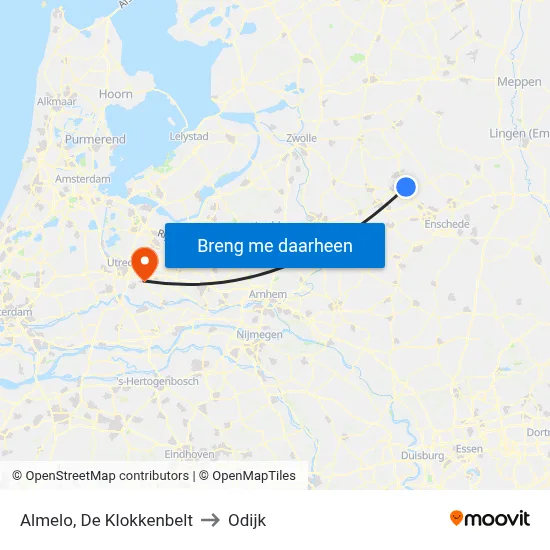 Almelo, De Klokkenbelt to Odijk map