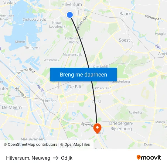 Hilversum, Neuweg to Odijk map