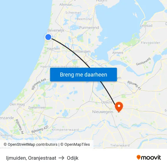 Ijmuiden, Oranjestraat to Odijk map