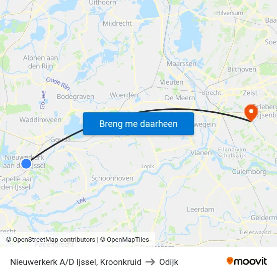 Nieuwerkerk A/D Ijssel, Kroonkruid to Odijk map