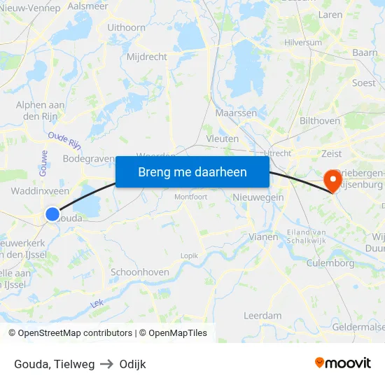 Gouda, Tielweg to Odijk map