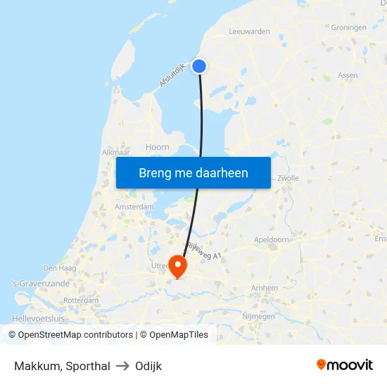 Makkum, Sporthal to Odijk map