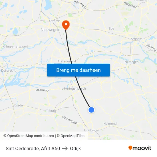 Sint Oedenrode, Afrit A50 to Odijk map