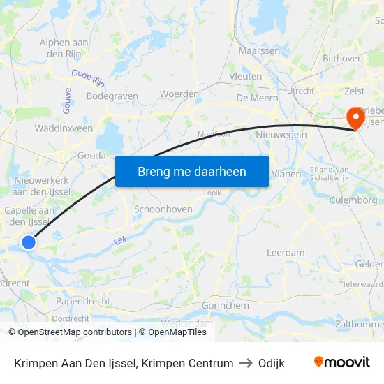 Krimpen Aan Den Ijssel, Krimpen Centrum to Odijk map