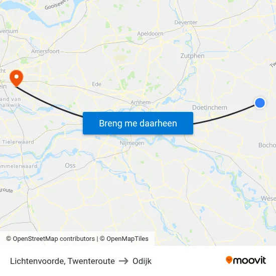 Lichtenvoorde, Twenteroute to Odijk map