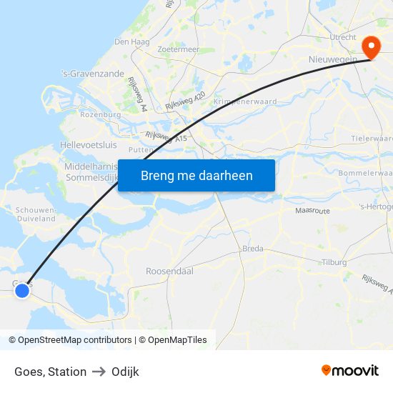 Goes, Station to Odijk map