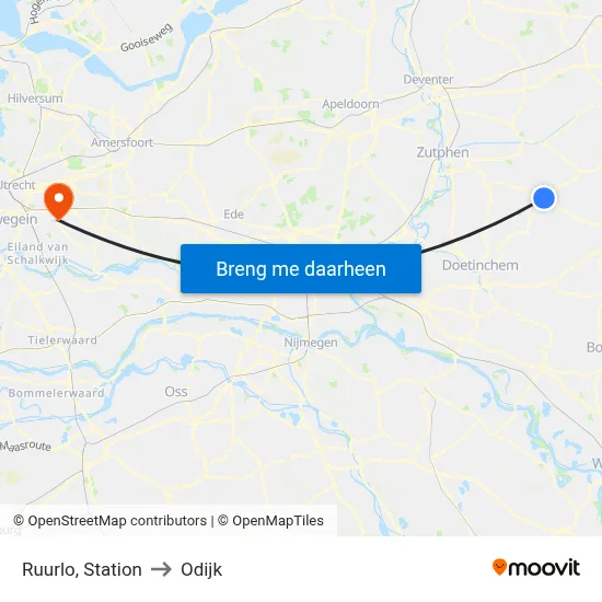 Ruurlo, Station to Odijk map