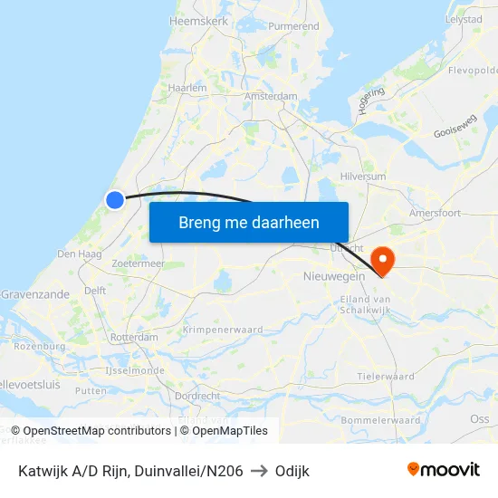 Katwijk A/D Rijn, Duinvallei/N206 to Odijk map