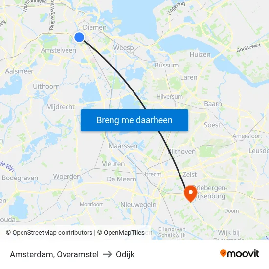 Amsterdam, Overamstel to Odijk map