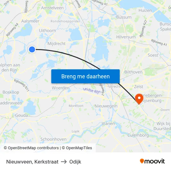 Nieuwveen, Kerkstraat to Odijk map