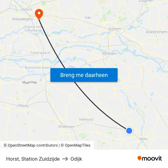 Horst, Station Zuidzijde to Odijk map