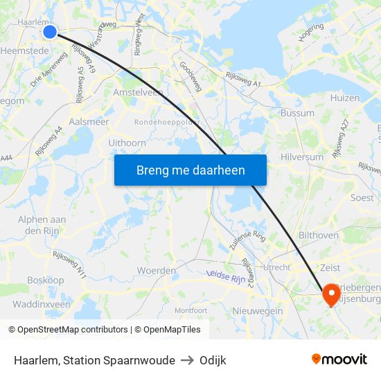 Haarlem, Station Spaarnwoude to Odijk map
