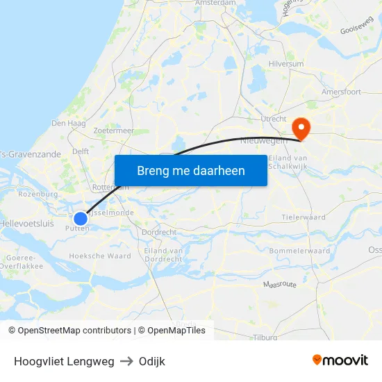 Hoogvliet Lengweg to Odijk map