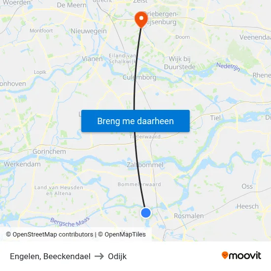 Engelen, Beeckendael to Odijk map