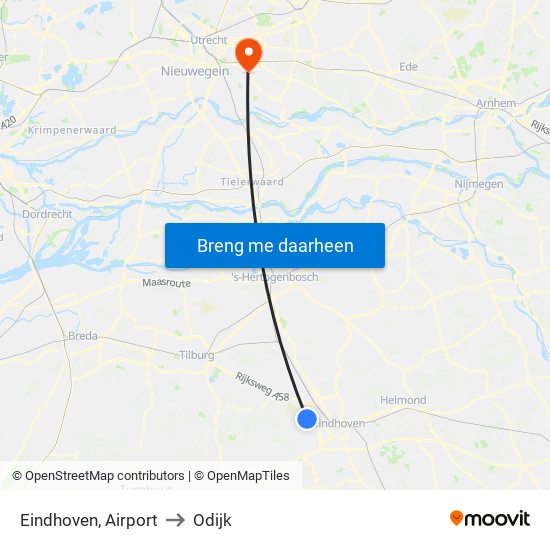 Eindhoven, Airport to Odijk map