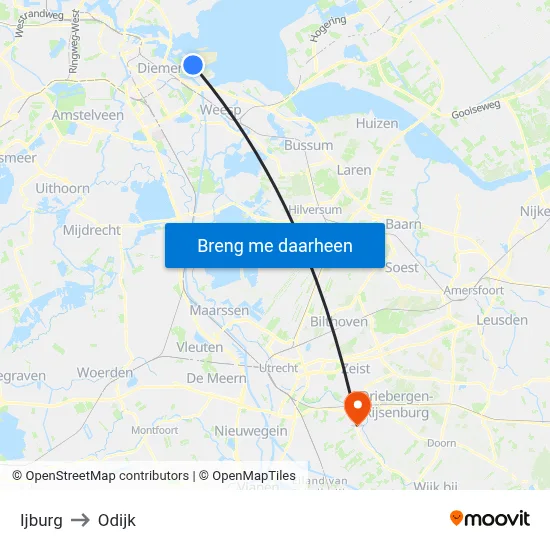 Ijburg to Odijk map