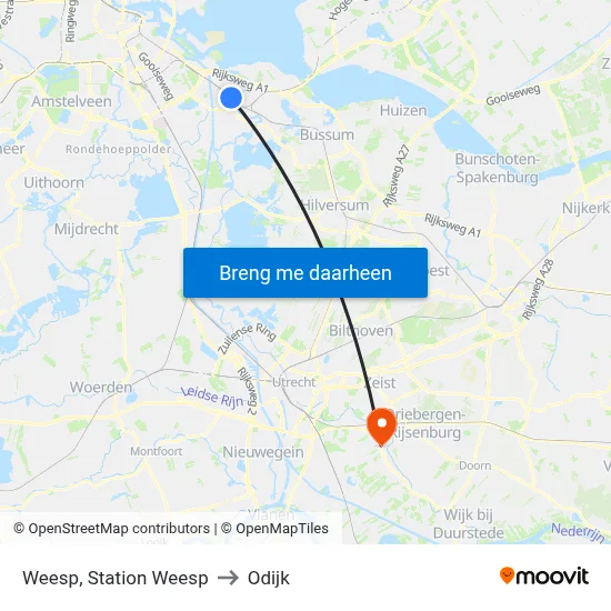Weesp, Station Weesp to Odijk map