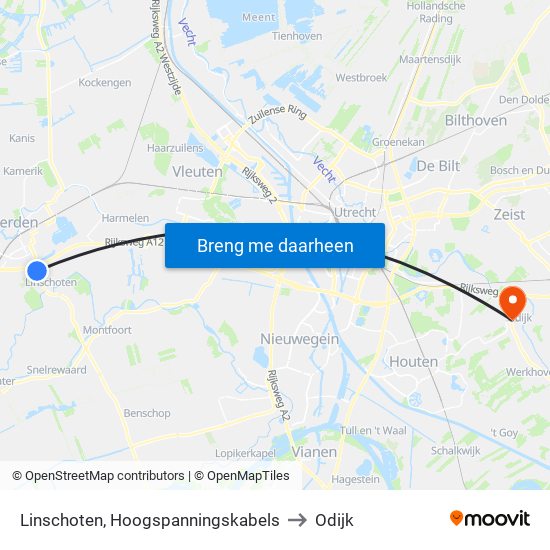 Linschoten, Hoogspanningskabels to Odijk map