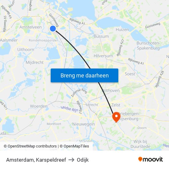 Amsterdam, Karspeldreef to Odijk map