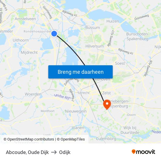 Abcoude, Oude Dijk to Odijk map
