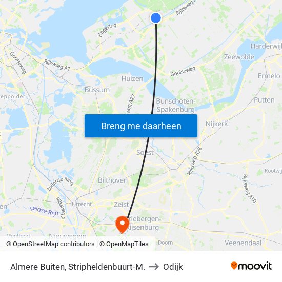 Almere Buiten, Stripheldenbuurt-M. to Odijk map