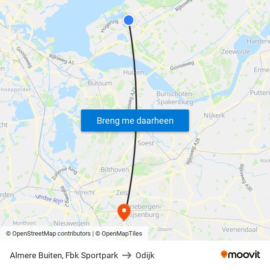 Almere Buiten, Fbk Sportpark to Odijk map