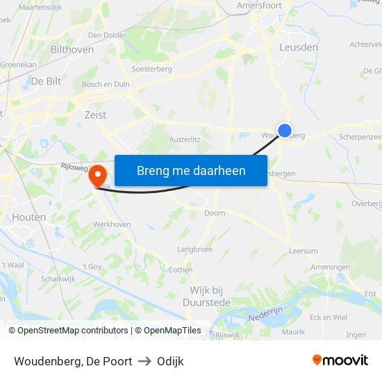 Woudenberg, De Poort to Odijk map