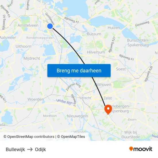 Bullewijk to Odijk map