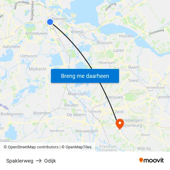 Spaklerweg to Odijk map