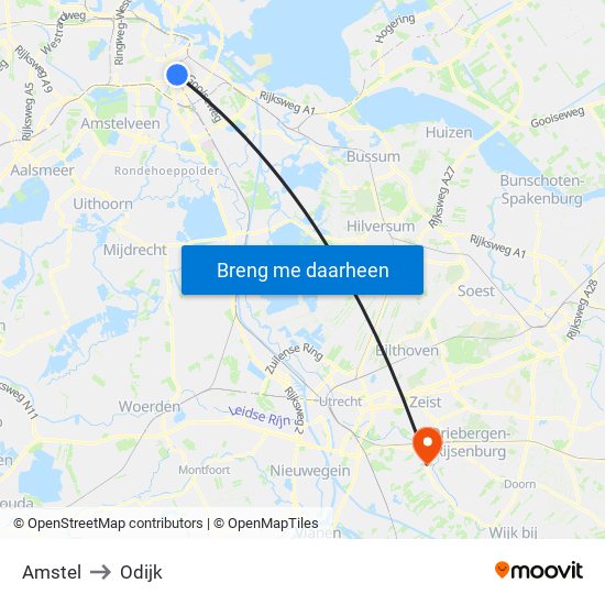 Amstel to Odijk map