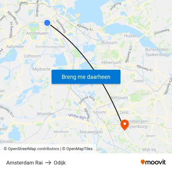 Amsterdam Rai to Odijk map