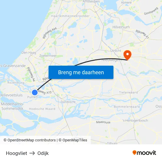 Hoogvliet to Odijk map