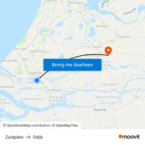 Zuidplein to Odijk map