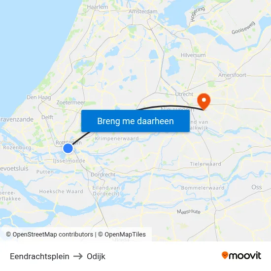 Eendrachtsplein to Odijk map