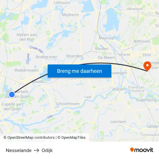 Nesselande to Odijk map