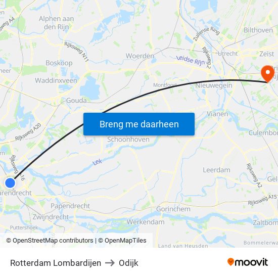 Rotterdam Lombardijen to Odijk map