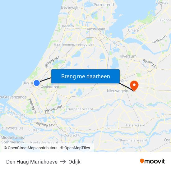 Den Haag Mariahoeve to Odijk map